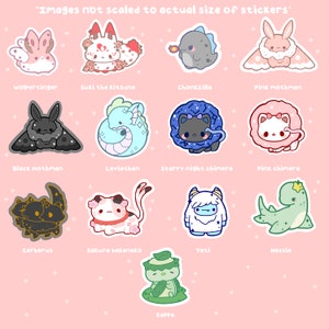 Pegatinas troqueladas de criaturas míticas y crípticas kawaii (*Lea las descripciones de los listados para conocer los tamaños de las pegatinas*)