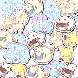 Kawaii Monster Sticker - Ninetales, Mimikyu, Mareep, Ponyta, Wooloo (*Bitte Artikelbeschreibung lesen*)