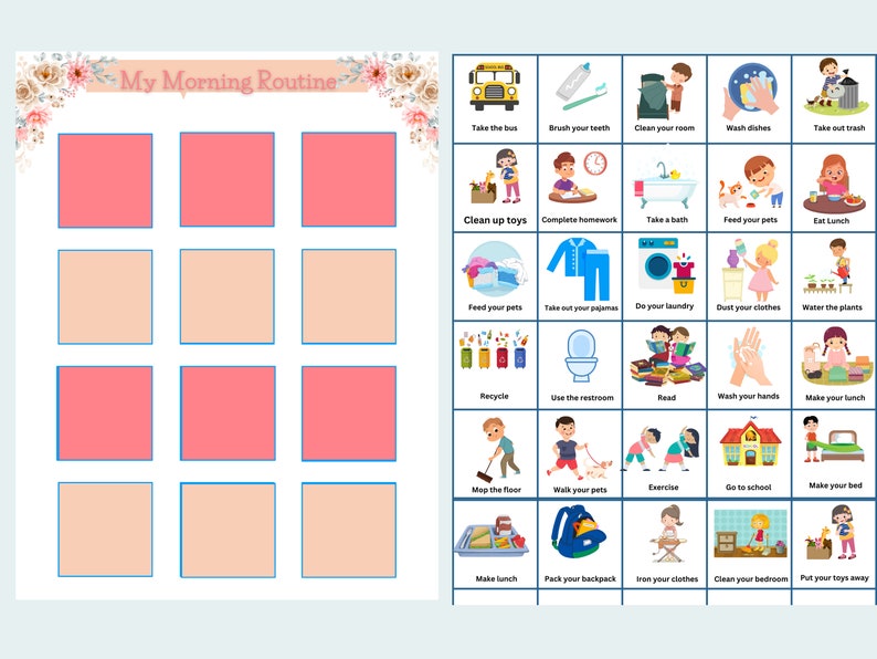 Weekly Kids Calendar Printable Visual Schedule Perpetual - Etsy