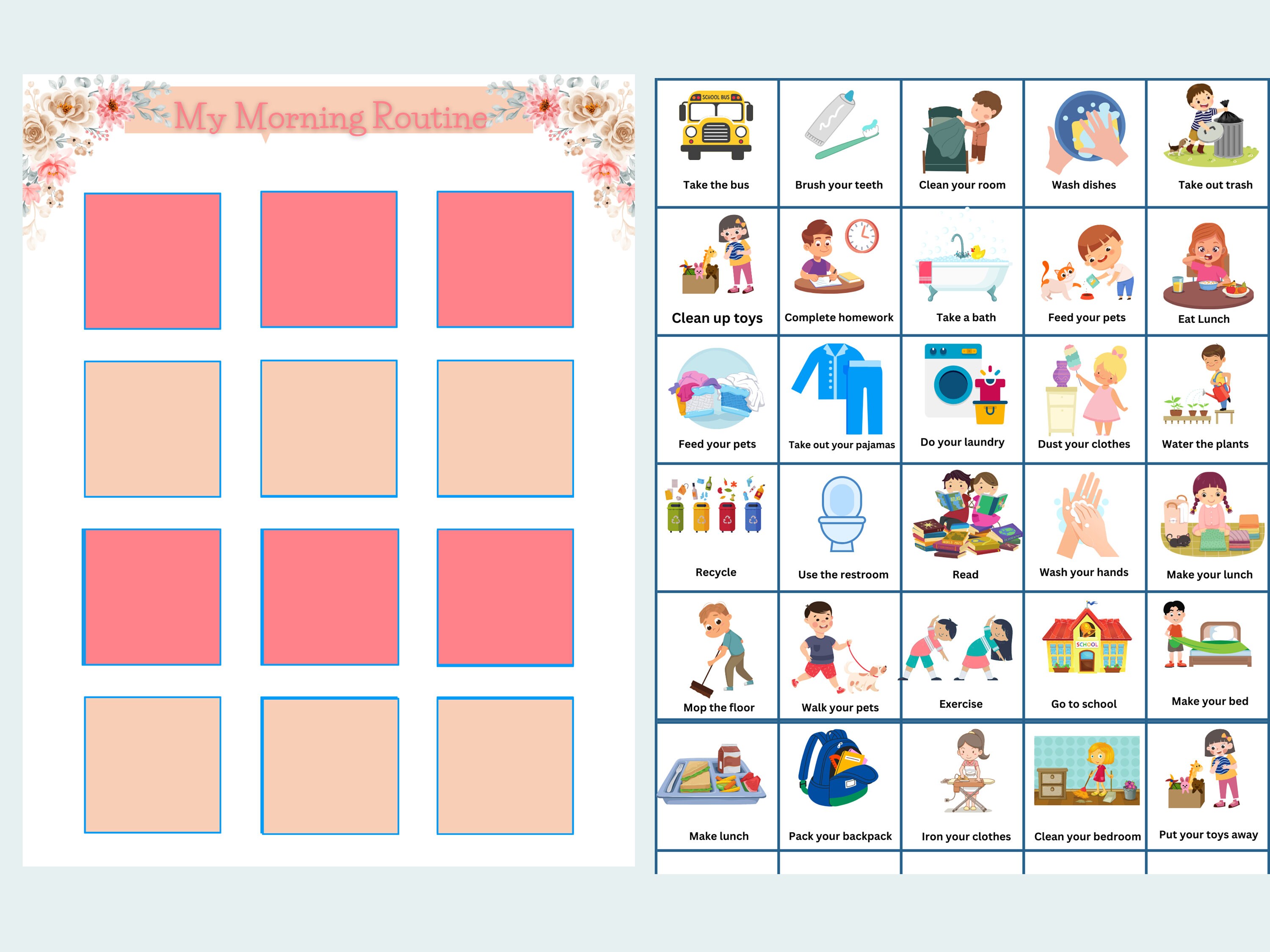 Weekly Kids Calendar Printable Visual Schedule Perpetual - Etsy