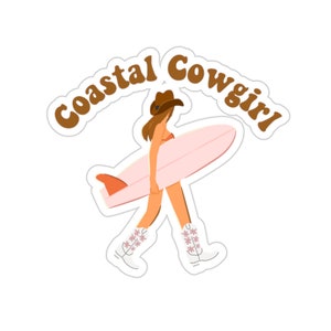 Coastal Cowgirl Sticker, Western Cowgirl Sticker, Surfer Girl Sticker, Cowgirl Trendy Aesthetic Sticker for Computer, VSCO Stickers