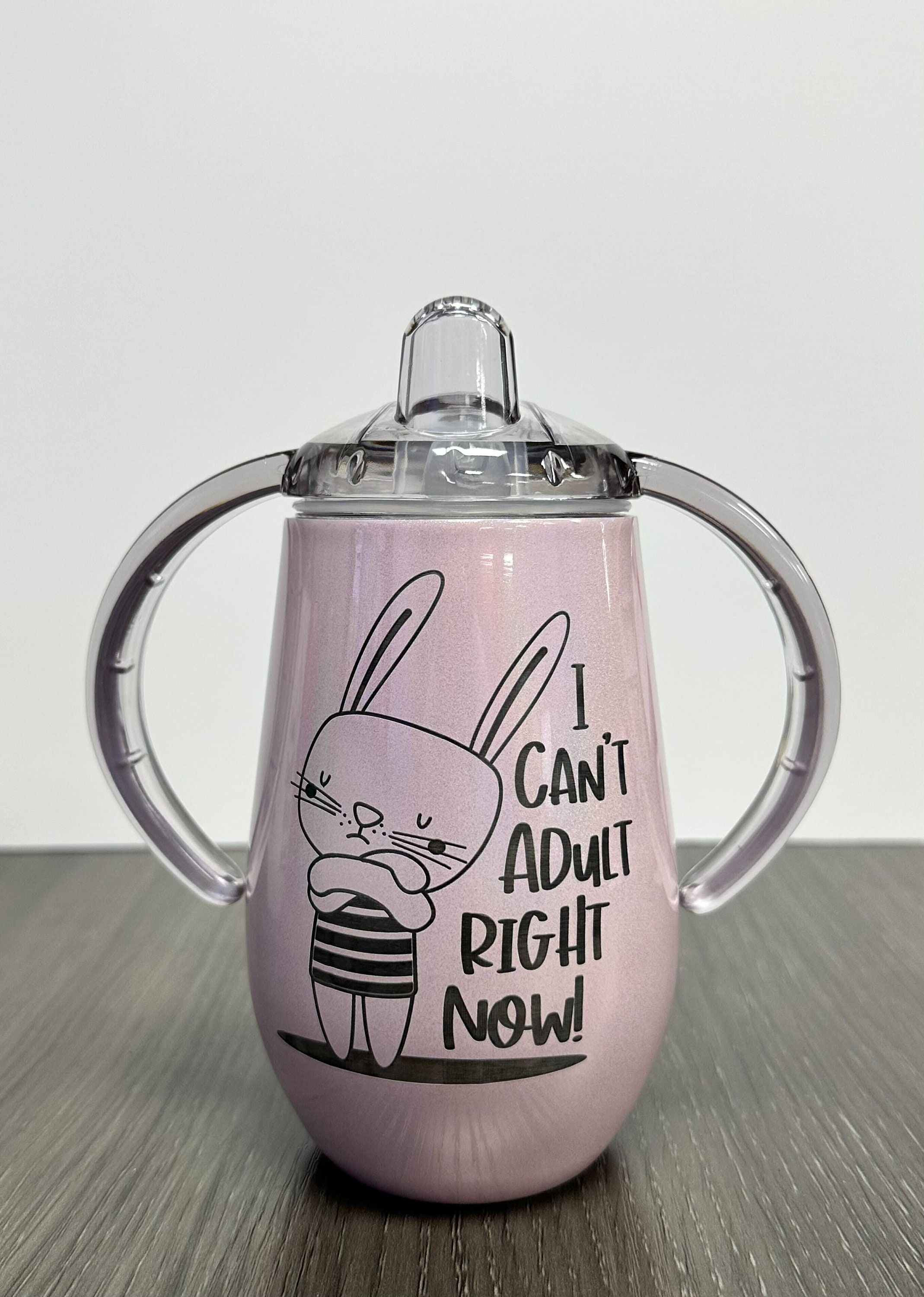 Gag Gifts: Adult Sippy Cups - I Can't Adult Right Now! Baby Pink