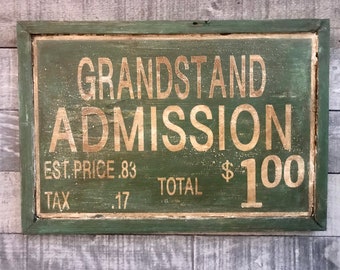 Baseball Park General Admission Sign, 1913 Baseball Admission Sign, Vintage Sports Signs,