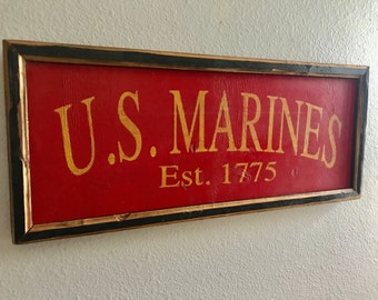 Vintage looking, U.S Marines, Established 1775, wooden sign, antiqued