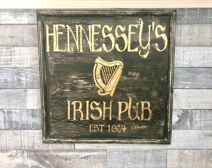 Personalized Irish Pub Wood Sign, Custom Bar Signs, Tavern Signs, Family Irish Pub Sign, Bar Sign for Home Bar