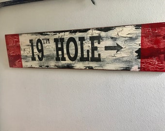 19th Hole Golf Sign, rustic, weathered, vintage, home decor, mancave Decor, wood sign, Wood Golfing Decor, Retirement Gift, Gift for Golfers