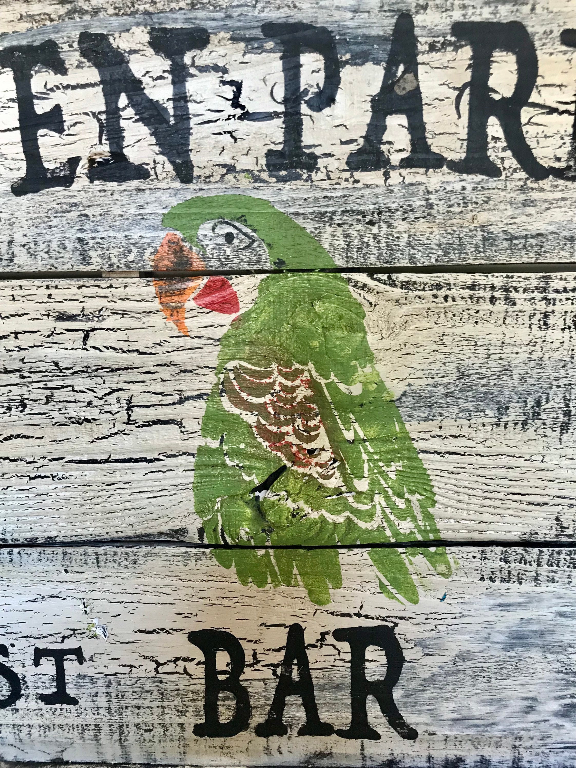 personalized-green-parrot-bar-sign-rustic-bar-signs-key-west-bars
