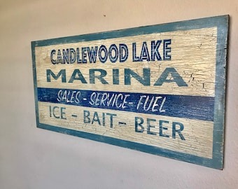 Personalized marina sign, Lake Sign, Beach House Sign, Lake House Sign, Boatlovers Sign, Americana, Rustic Nautical Sign, Bar Decor, Fishing