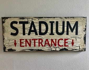 Stadium Entrance Sign Reclaimed Wood, Vintage Sports Signs, Stadium,Stadium Sign, Man Cave, Gift Sports Fan, Baseball Decor, Sports Lovers