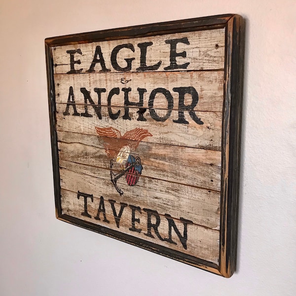 Eagle and Anchor Tavern Sign Wooden, Nautical Tavern Sign, Vintage Sign, Nautical Gifts, Tavern Sign, Rustic Pub Signs