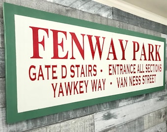 Letrero de calle de Fenway Park, Letrero de la Puerta D de Fenway Park, Letrero de madera de Fenway Park, Monstruo Verde, Medias Rojas de Boston, Catedral del Béisbol, Aficionado de los Medias Rojas