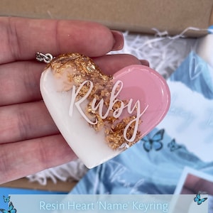 Resin Heart 'Name' KEYRING | Choose any name Gift | Personalised Gift | Birthday Gift | Thank you Gift
