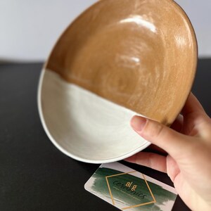Serving Bowl - White Accent - Brown Clay