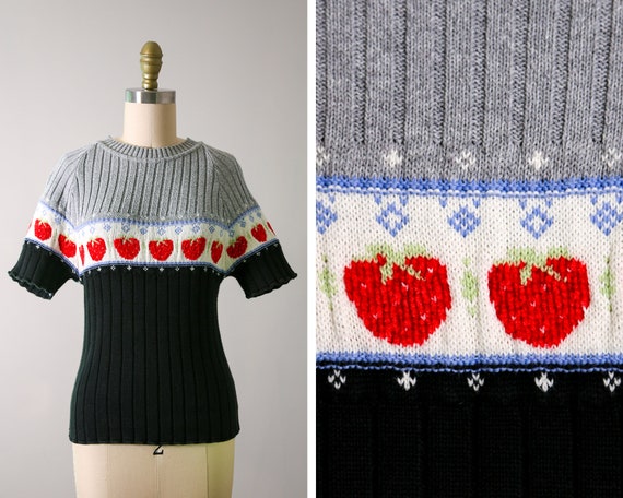Strawberry Sweet Short Sleeved Sweater | vintage 1