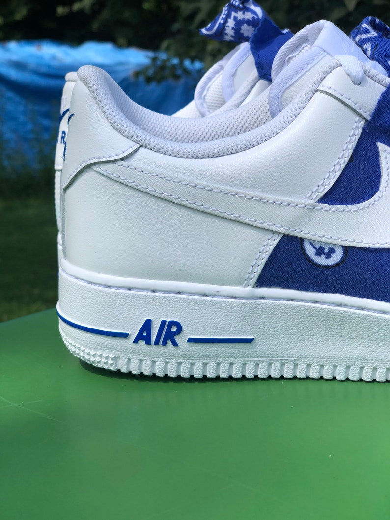 black air forces with blue bandana