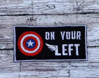 On your left patch, inspired by Captain America and Falcon, exclusive