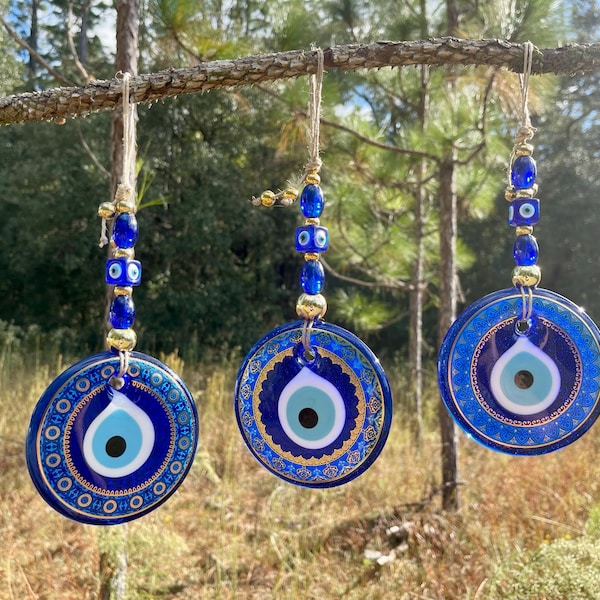 Wall Hanging Evil Eye Nazar Boncuk Mal De Ojo, Modern Boho Style Home Decor -- Multiple Styles -- Quick Ship!