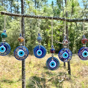 Wall Hanging Evil Eye Nazar Boncuk Mal De Ojo, Modern Boho Style Home Decor -- Ceramic Hand Painted Ball -- Quick Ship!