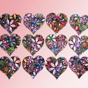 Sari Gota Satin Heart Die Cuts: Metallic Gold Floral Satin Appliques (12, 4 inch)