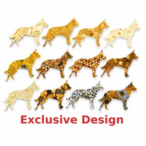 Exclusive Blue Heeler Fabric Appliqués, 5 Inch Australian Cattle Dog, Klimt Inspired Patches