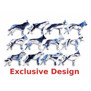 Exclusive Blue Heeler Fabric Appliqués, 12 Australian Cattle Dog Cutouts, 5-Inch Shark Print Shapes