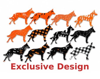 Glow in the Dark Halloween Heeler Applique, Exclusive Australian Cattle Dog Die Cuts