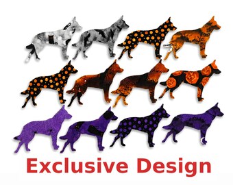 Halloween Blue Heeler Australian Cattle Dogs Fabric Appliqué Cut Outs