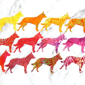 Blue Heeler Batik Fabric Appliqué: Dog Breed Die Cuts for Quilting
