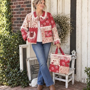 Vintage Rose Garden Jacket & Bag Sewing Pattern, Applique Quilted Wearable Art, Uncut 2004
