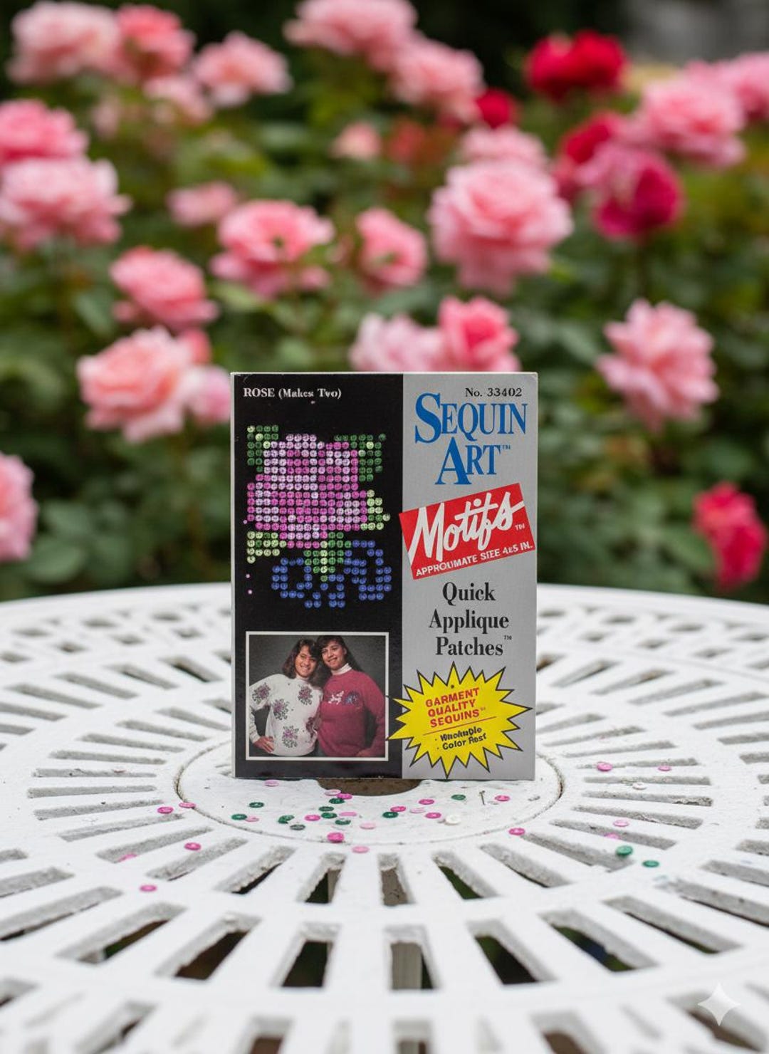 Vintage Sequin Art Rose Kit: 1990s Appliqué Patch (incomplete) - Etsy