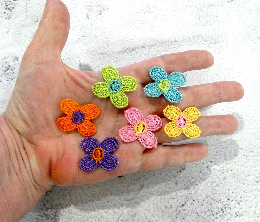 Embroidered Ribbon Flowers. Sew on Flower Applique for Etsy