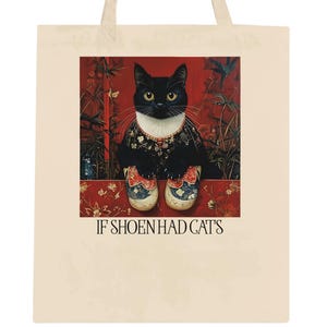 If Shoen Had Cats Tote Bag | Funny Cat Art Canvas Bag | Japanese Art Humor Gift | Museum Lover Tote | Asian Art History Cat Lover Gift