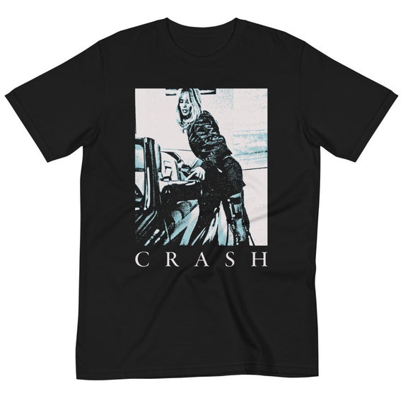 crash 1996 inspired retro movie graphic tee, cult film rosanna arquette david cronenberg dead zone the fly, organic cotton unisex t shirt