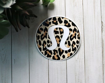 Cheetah Print Lululemon Logo Sticker, Waterproof Vinyl Decal