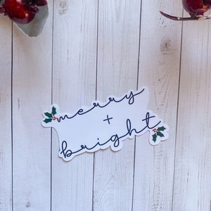 Merry And Bright Sticker- Laptop/Water Bottle Sticker- Christmas Sticker- Holiday Sticker- Waterproof Sticker- Planner Sticker