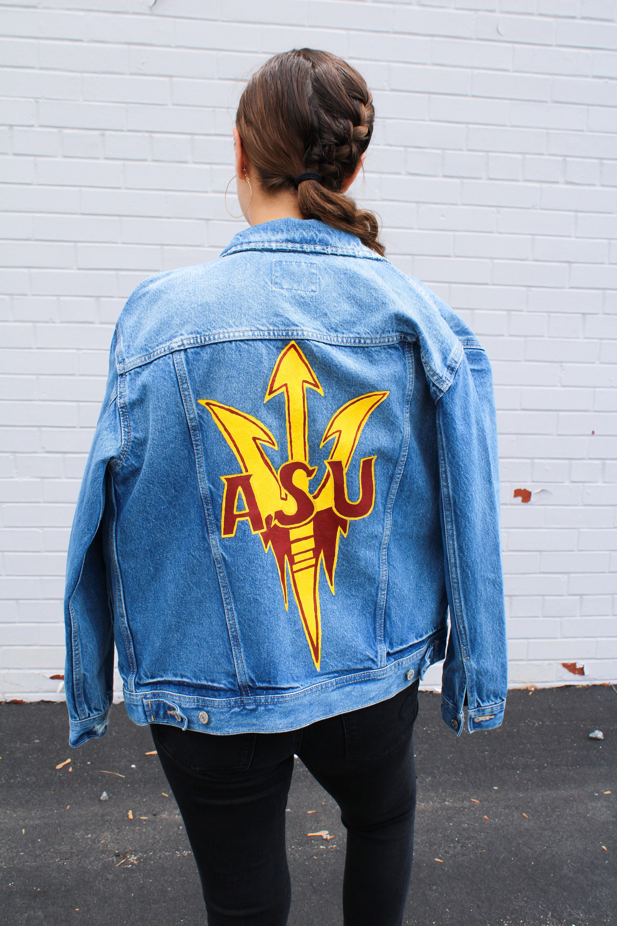 Custom College Painted Jean Jacket College Game Day Apparel Etsy