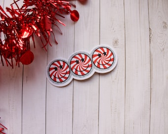 Candy Cane Smiley Face Sticker, Christmas Sticker, Laptop/ Water Bottle Sticker, Stocking Stuffer, Christmas Gift, Holiday Sticker