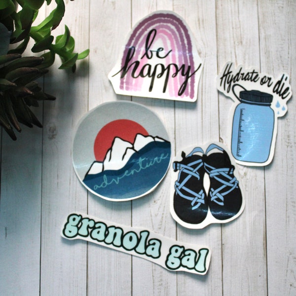 Granola Girl Sticker Pack, Nature/ Outdoors Stickers, Laptop/ Water Bottle Sticker, Adventure Sticker, Granola Girl, Hiking Sticker