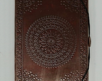 Notebook with leather cover "Mandala", vintage. Diary, Sketchbook, Drawing Book, Notebook, Cookbook, Guest Book, Songbook, Leather Book