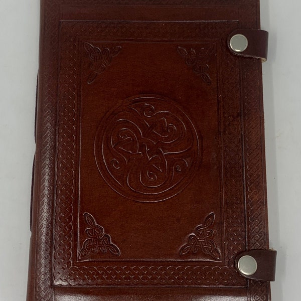 Notebook with leather cover "Triskele and Triquetra". Diary, sketchbook, travel book, recipe book, idea book, dream book, notebook, leather book