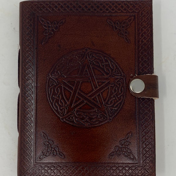 Notizbuch mit Ledereinband "Pentagram". Handgemacht, Vintage. Notizheft, Tagebuch, Skizzenbuch, Zeichenbuch, Traumbuch, Lederbuch, Kladde