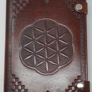 Carnet avec couverture en cuir "Fleur de Vie". Journal, carnet de croquis, carnet de dessin, livre de poésie, livre de rêves, livre de recettes, carnet, livre en cuir