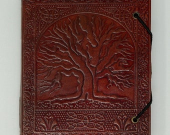 Notizbuch mit Ledereinband "Magischer Baum", 15 cm x 14 cm, handgemacht. Tagebuch, Zeichenbuch, Skizzenbuch, Notizheft, Lederbuch, Notebook