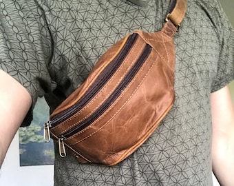 Belt bag, shoulder bag, bum bag, hip bag, shoulder bag, travel bag, party bag, hip bag, fanny pack made of genuine leather