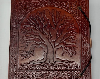 Cuaderno con tapa de piel "Árbol de la Vida", 18 cm x 14 cm. Diario, cuaderno de dibujo, cuaderno de bocetos, cuaderno, libro de cuero, libro de viajes, libro de visitas