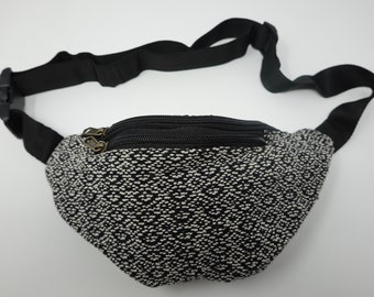 Bolsa de cinturón de algodón con 3 compartimentos con cremallera, bolsillo para la cadera, bolsillo para el pecho, bolsa para fiestas, bolsillo para teléfono móvil / llave, Fanny Pack, Bum Bag