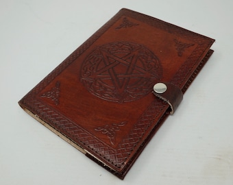 Notebook with leather cover "Pentagram", refillable, vintage. Diary, sketchbook, coloring book, songbook, guest book, notebook, leather book