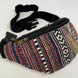 Gürteltasche aus Baumwolle mit 3 Reißverschluss-Fächern, Bauchtasche, Umhängetasche, Schultertasche, Seitentasche, Reisetasche, Partytasche
