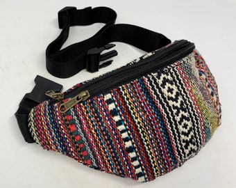 Cotton belt bag with 3 zipped compartments, bum bag, shoulder bag, shoulder bag, side bag, travel bag, party bag