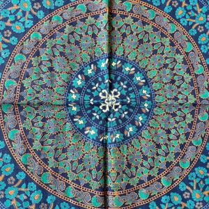 Tuch aus Baumwolle, Wandtuch, Wandbehang, Wandteppich, Überwurf, Strandtuch, Parkdecke, Dekoration, Mandala, Yoga, Goa, Elefant, Blumen, Pfau, Indisch, Blau, Party, Festival, Wall-Art , Raumdekoration